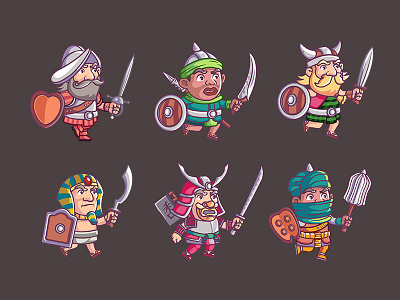 Warrior Cartoon Game Character 1 To 6