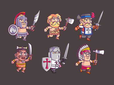 Warrior Cartoon Game Character 13 To 18 adventure animation apache cannibal cartoon character crusader frames game spartan sprite warrior