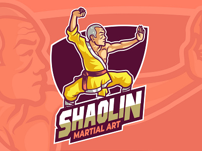 Shaolin Martial Art Master Logo branding cartoon character game illustration logo mascot warrior