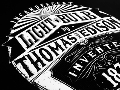 Light bulb by Thomas Alva Edison black graphic design illustration lightbulb poster thomas edison typography vintage white