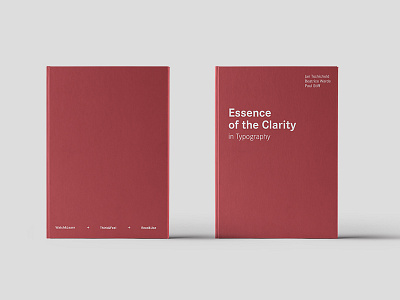 Essence Of the Clarity book cover editorial layout minimalistic publication red typography