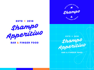 Shampo Apperitivo Logo bar blue branding design finger food graphicdesign layout logo typography vector
