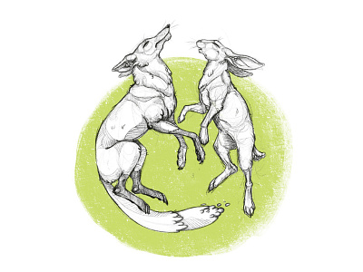 Harmony animal bw character forest fox green hunt illustration nature rabbit sketch sketches