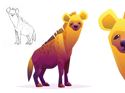 Hyena africa animal character color dog fun hyena illustration process savana vector