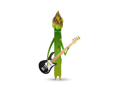 Asparagus Bass asparagus band bass character gradient guitar musician player rude vector vegan vegetable