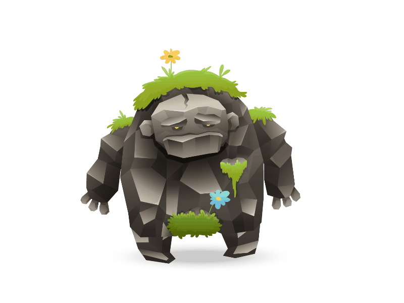 Rockman animation big character creature golem gradient grass gray monster nature rock vector