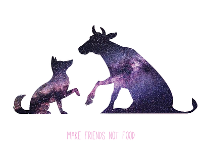Logo for the Cow shelter animals concept cow dog friend friendship logo shelter space stars vegan