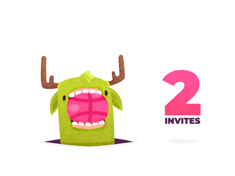 Who wants invite? animal animation character creature design dribbble invitation invite monster shot vector