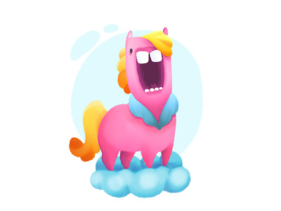 Pink Nibbler animal character color cute design gradient horse illustration kids pink pony teeth
