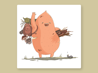 Potato traveller book character character design characterdesign color cute drawing challenge fat forest forester friend funny hiking illustration kids lumberjack picnic potato procreate travel