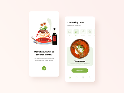 Recipe Generator app app app design application design food app mobile app recipe app ui ux