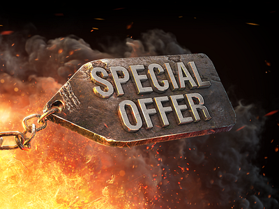 Spec Offer 2 3d banner fire illustration metal photoshop red yellow