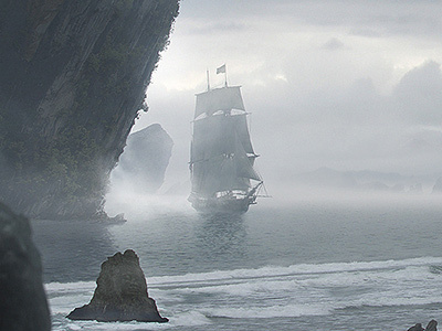 Dark Bay gray illustration overcast photoshop ship