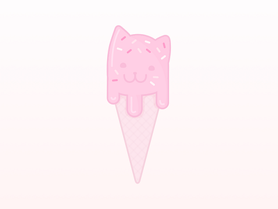 Cat Ice Cream Illustration cat cute graphics ice cream illustration pink sprinkles summer