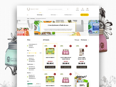 Webdesign cosmetics shop brown category cosmetics design ecommerce graphic interface natural naturalistic product shop store ui ux web webdesign webdesigner yellow