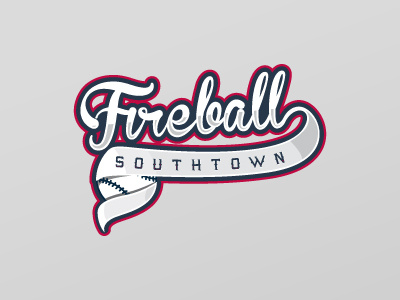 Southtown Fireball ball baseball blue fireball grey logo red sport typography vecto white