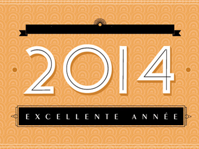 Carte de voeux 2014 année 30 art deco black carte greeting cards grey orange vintage voeux