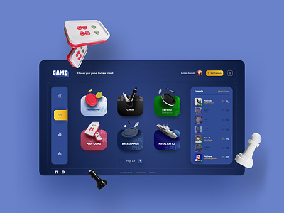 Dashboard Ui - Gamz 3d blue dashboad game illustration interface ui uidesign ux uxdesign webdesign