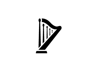 Harp & Drum logo black brand clean drum harp logo logotype minimal music project white