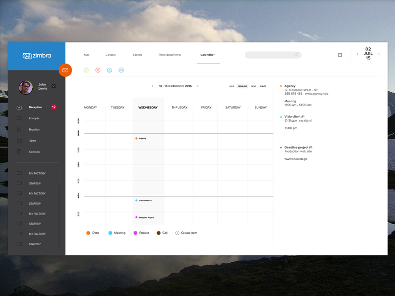 Calendar Zimbra by Aurélien Sesmat on Dribbble