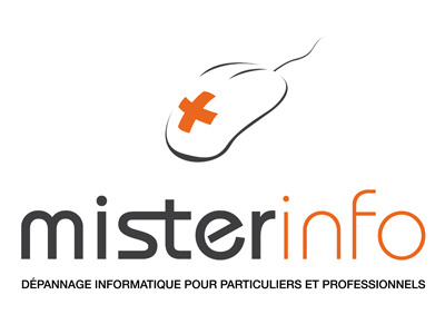 Misterinfo clean design grey identity informatic logo logotype orange