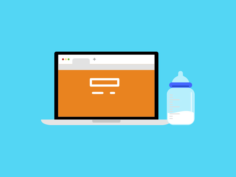 Baby + Freelance illustration laptop bottle blue clean illustrator illustration icon design freelance baby