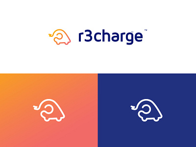 Logo for recharge #1 blue branding clean design identity illustration logo logotype mark orange typography vector