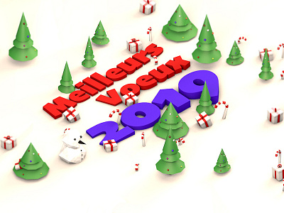 Happy New Year !! // Bonne année 2019 !! 🎉 3d c4d design illustration isometric low poly new year 2019 snow winter