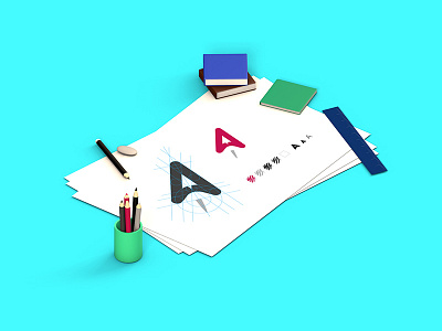 Branding Mini-scene 3d branding c4d c4dart cinema4d iso isometric logo mark portfolio portfolio design render