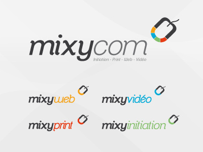 Mixycom Logo blue clean formation grey logo logotype orange purple red web