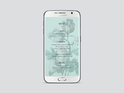 The Danish Girl Menu event floral menu mobile serif