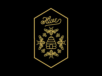 HIVE bee beverage branding brand identity branding emblem hive line illustration logo