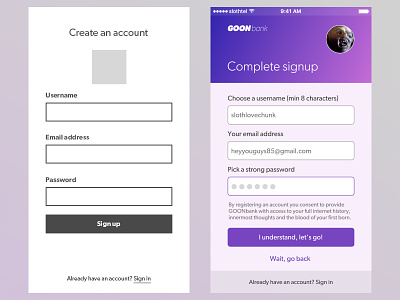 Daily UI #001 - Signup 001 app banking dailyui form goonies signup