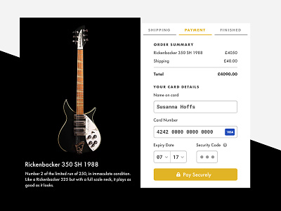 Daily UI #002 - Credit Card Checkout 002 checkout credit card checkout dailyui guitar music