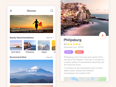 Travel app app cards moutain travel ui ux