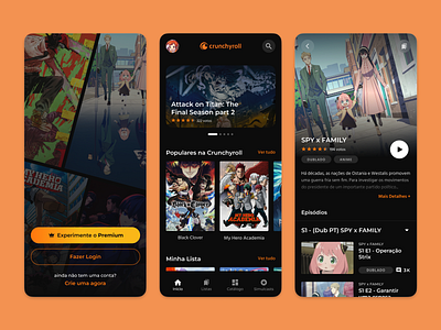 Crunchyroll App Redesign anime app crunchyroll daily dailyui dark mode design mobile movies netflix series stream streaming ui uidesign uiux ux
