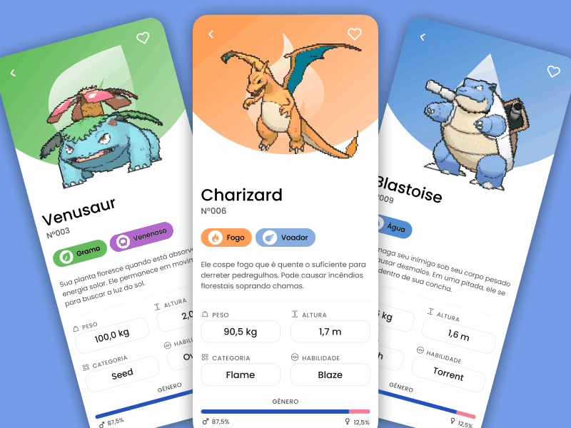 Pokedex / Pokemon App v2 animation aplicativo app blastoise charizard design figma illustration mobile pokedex pokedex app pokemon pokemon app pokemon go smogon ui ui design uiux ux venusaur