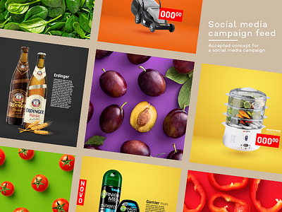 Supermarket Social Media Feed brands campaign concept design feed food instagram post pricing social media design socialmedia supermarket