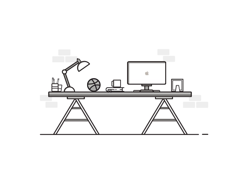 First Shot - Found it! 2d animation debut dribbble first shot gif illustration invite lamp motion graphics work station