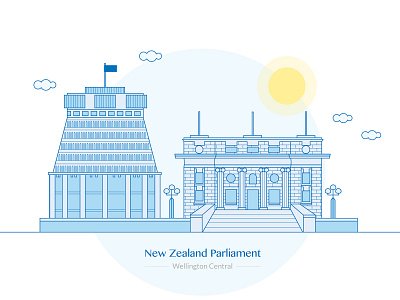 New Zealand Parliament architecture building government graphic illustration illustrator parliament vector