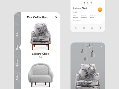 Modern Furniture App Concept Design animation branding clean color concept design flat furniture minimal mobile typography ui ux white