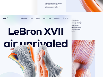 Nike product landing page redesign concept 2021 trend clean concept design dribbble best shot ecommerce fashion flat footwear landing page lebron minimal nike product running shoes sneakers ui ux web