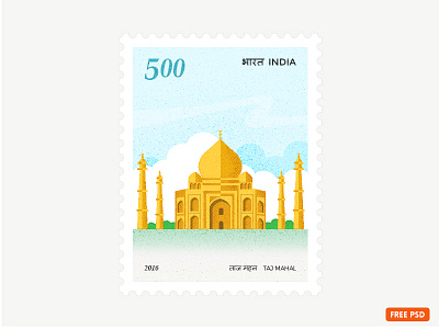 Taj Mahal Stamp architecture building design freepsd icon illustration india stamp tajmahal travel vector
