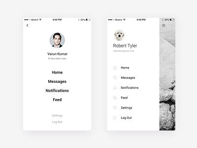 Mobile app Menus app clean concept design flat menu minimal mobile ui user ux white