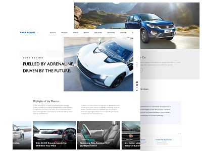 Tatamotors Website Redesign Concept automotive car clean concept design flat landing page minimal redesign ui ux web