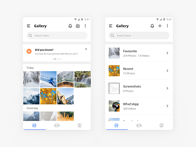 Gallery App app cards clean concept design flat gallery minimal mobile ui ux white