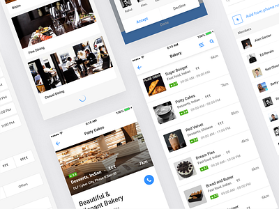 Dining Booking app app booking cards clean concept design flat minimal mobile ui ux white