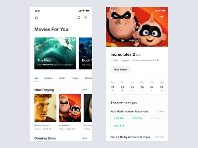 Movie booking app app clean concept design flat minimal mobile movie ui user ux white