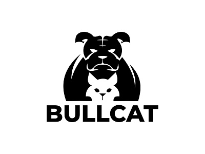bullcat logo branding brandlogo cat design doublemeaning graphic design illustration logo negativespace pitbull simple vector