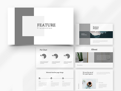 Feature Minimal PowerPoint Template brand branding business classic clean feature feminine marketing minimal powerpoint presentation template
